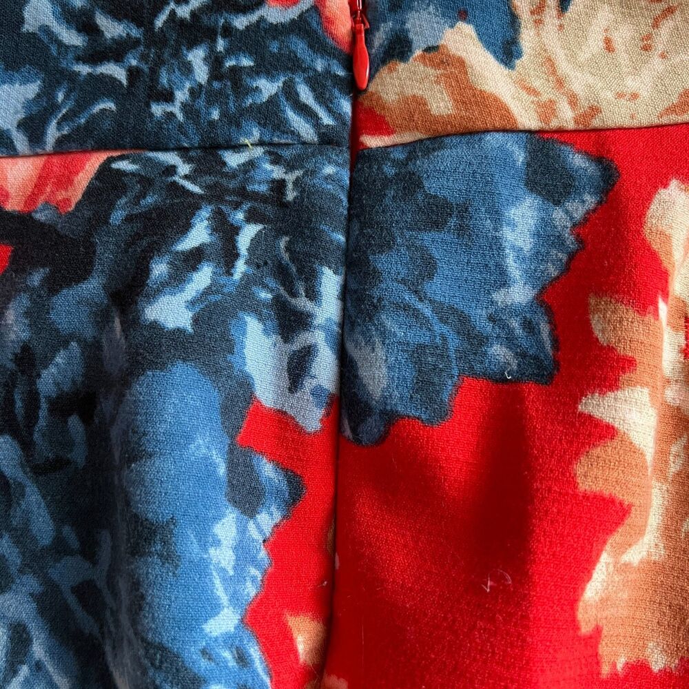 TALBOTS Chatham Ankle Pants 12 Floral Red Blue Beige Side zip - Picture 3 of 10